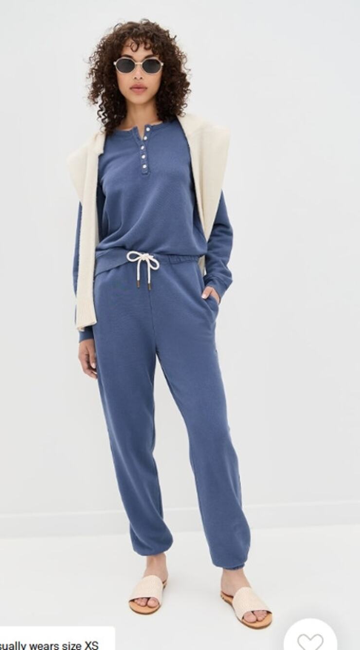 Marea Tracksuit L/XL Vintage French Terry Henley Blue Sweatshirt Joggers Lounge